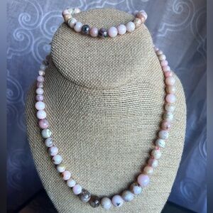 Pink opal necklace set 18.5’